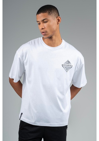Maraton Sportswear Oversize Erkek Bisiklet Yaka Kısa Kol Basic Beyaz T-shirt 22694-beyaz Beyaz