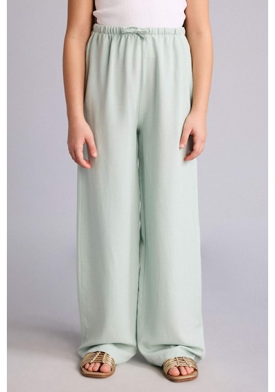 Defacto Wıde Leg Geniş Paça Keten Karışımlı Pantolon Kız Çocuk H1219a826smgn1113 Yeşil-gn1113