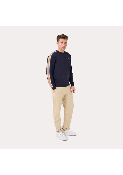 Lacivert Fila Erkek Bisiklet Yaka Sweatshirt Braid Detail Tm411156 Lacivert
