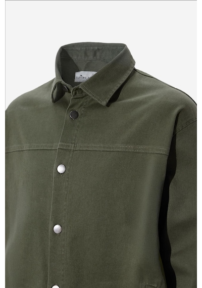 Tudors Erkek Relax Fit Rahat Kesim Gabardin Likralı Yandan Cepli Haki Ceket Gömlek-32833 Haki
