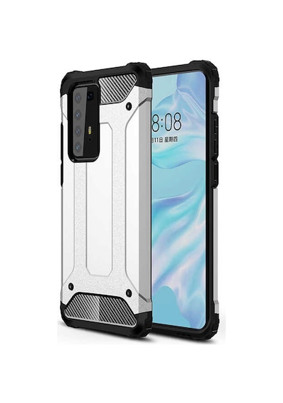 Ekılıf - Huawei P40 Pro Uyumlu - Kılıf Çift Katman Zırh Tank Crash Military Kapak - Kırmızı