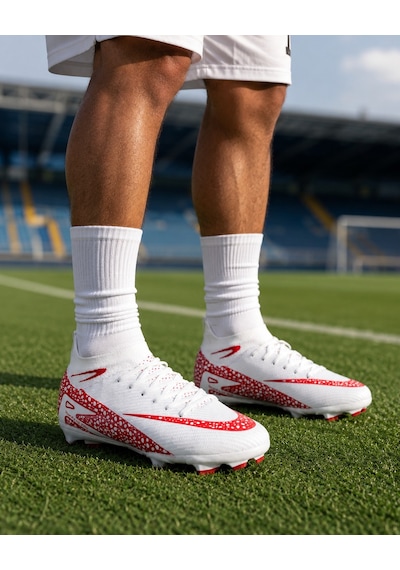 Minibonito Çoraplı Krampon Futbol Ayakkabı Beyaz/kırmızı