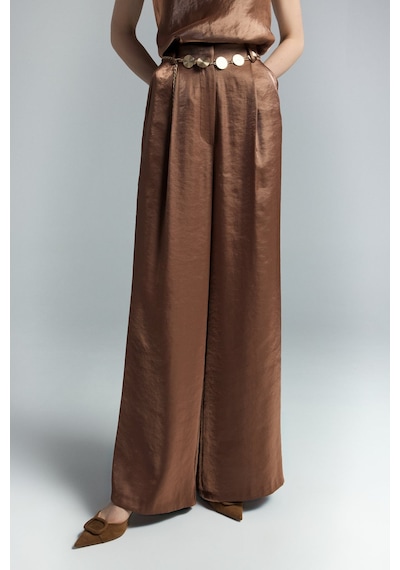 Sateen Aura Pantolon - Kahve-137307