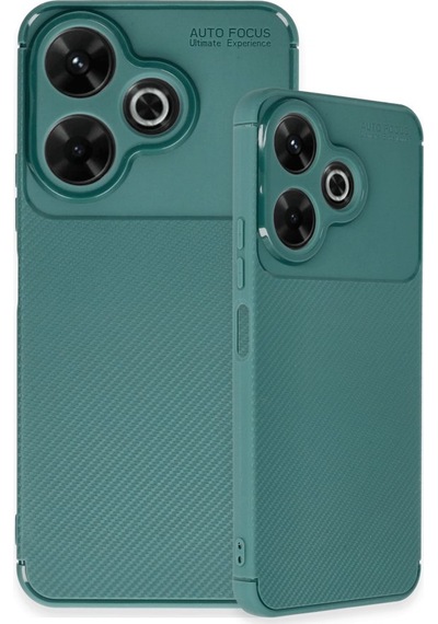 Xiaomi Redmi 13 4g Kılıf Karbon Silikon Case Kapak Koyu Yeşil