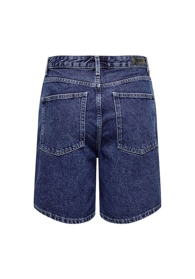 Only Yüksek Bel Midi Denim Şort - Vintage Tarzı - Günlük Kullanım Mavi