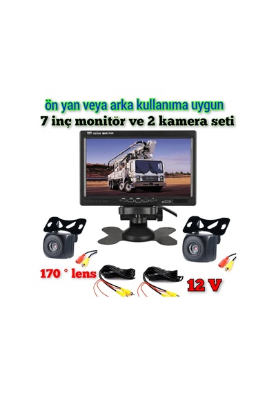 7" Ekran ve 2 Adet geniş açılı Kamera Seti
