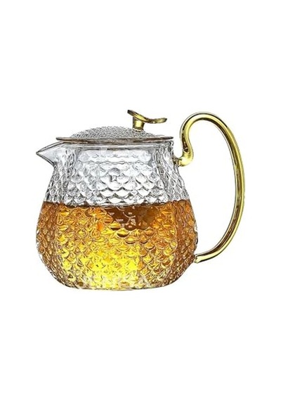Cam Demlik 550 Ml - Dayanıklı Cam Süzgeçli Ve Altın Kulplu Çay Keyfi Diğer