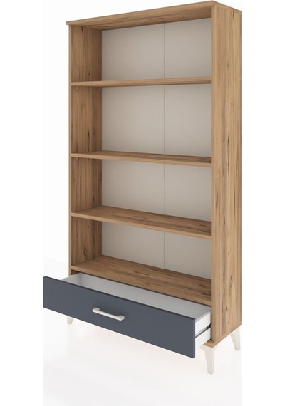 Arges Dolap 4 Raflı Tek Çekmeceli 88x30x163 Çam-antrasit Atlas Çam