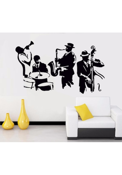 Jazz Grubu Müzik Duvar Sticker 120 x 71 Cm