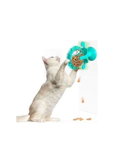 Vantuzlu Zilli İnteraktif Dönebilen Mama Kaplı Renkli Eğlenceli Eğitici Kedi Oyuncağı