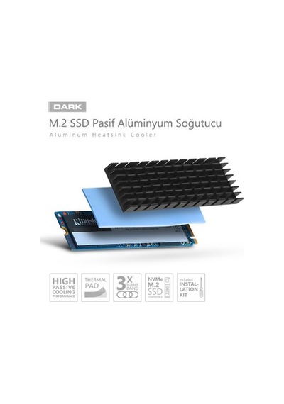 Dark M.2 Nvme, Ngff Alüminyum Soğutucu + Termal Pad + Vida Seti