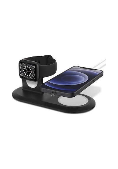 Spigen Magfit Duo 2In1 Magsafe & Apple Uyumlu iOS Watch Ile Stand Doc Black