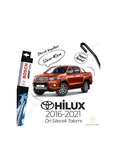 Toyota Uyumlu Hilux Muz Silecek Takımı 2016-2021 Bosch Aerotwin