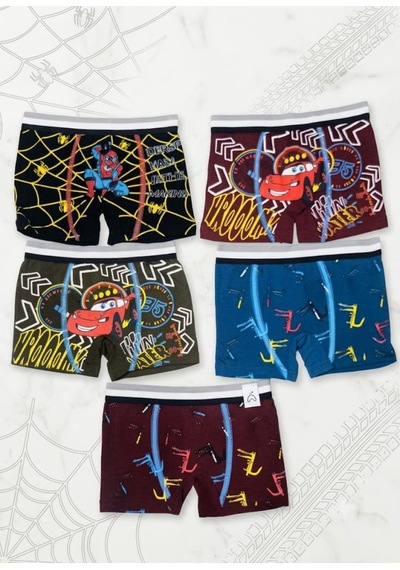 Erkek Çocuk Renkli Pamuklu Boxer 5 ' Li Paket Karışık Çok Renkli