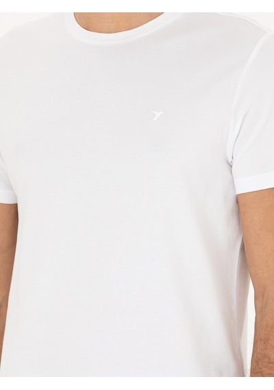Beyaz Slim Fit Bisiklet Yaka T-shirt 15841036