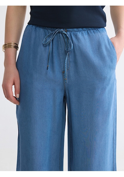 Lcw Comfort İndigo Beli Lastikli Wideleg Kadın Jean Pantolon