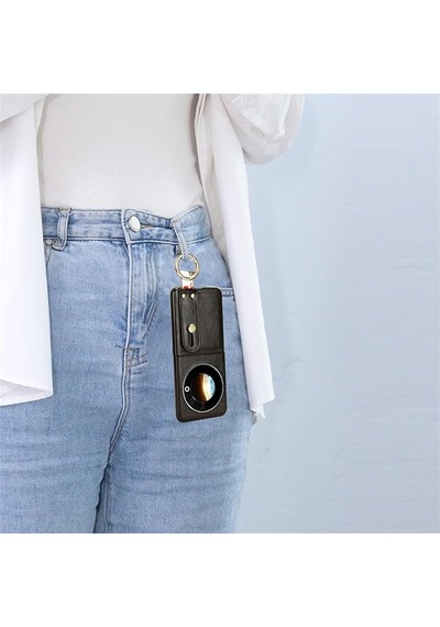 Tecno Phantom V Flip İçin Askılıklı Deri Kaplama Kılıf - Al4271