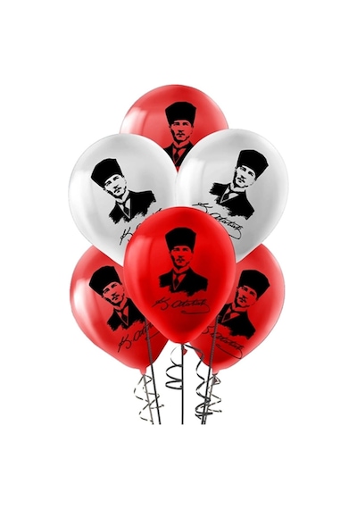 Helyuma Uyumlu Atatürk Baskılı Balon 12 İnch 100 Adet 23 Nisan 19 Mayıs 30 Ağustos 29 Ekim Balon