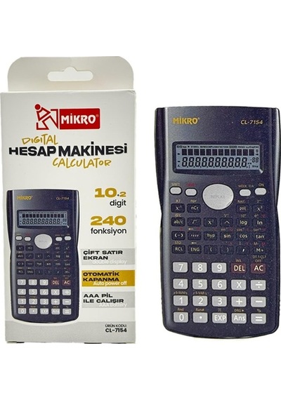 Mikro Digital Fonksiyonlu Hesap Makinesi 10+2 Hane Siyah Cl-7154 Çok Renkli