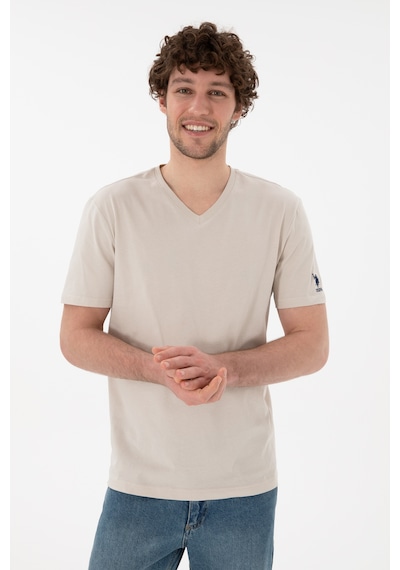 U.S. Polo Assn. Erkek Regular Fit  V Yaka Taş Basic Tişört 50305858-VR049