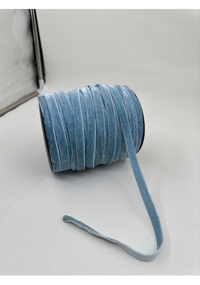 Paşateks- 1 Cm Düz Kadife-5 Metre-b. Mavi