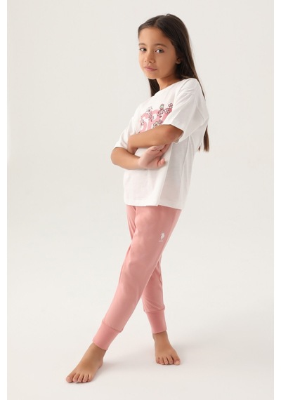U.s. Polo Assn Lisanslı Daisy Krem Kız Çocuk Pijama Takımı 5274-43035 Krem
