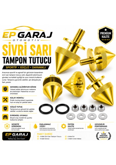 Universal Bütün Araçlara Uyumlu Sivri Sarı Tampon Tutucu Sportif Ve Güçlü Görünüm