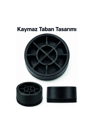 4 Adet Kaymaz Çamaşır Makinesi Ayak Altlığı Siyah