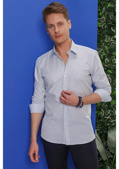 Efor G 1532 Slim Fit Mavi Klasik Gömlek Mavi