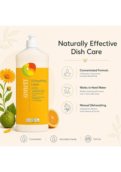 Organik Elde Bulaşık Yıkama Sıvısı- Calendula - 1 L 1 Paket 1 X 1000 Ml