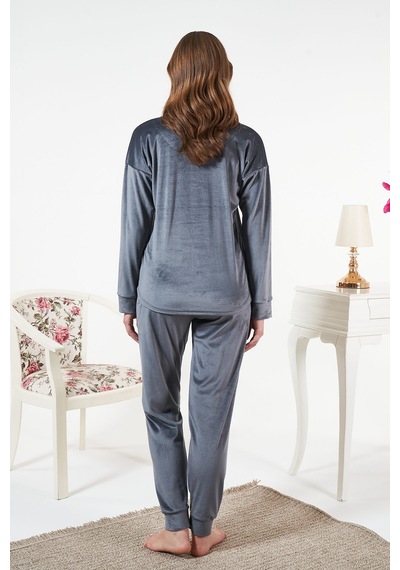 Remsa Kadın Kadife Baskılı Pijama Takımı 25381 Antrasit Antrasit Remsa Kadın Kadife Baskılı Pijama Takımı 25381 Antrasit Antrasit