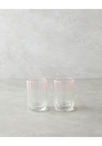 English Home Glimmer Cam 2'li Bardak 330 Ml Pembe - Yeşil