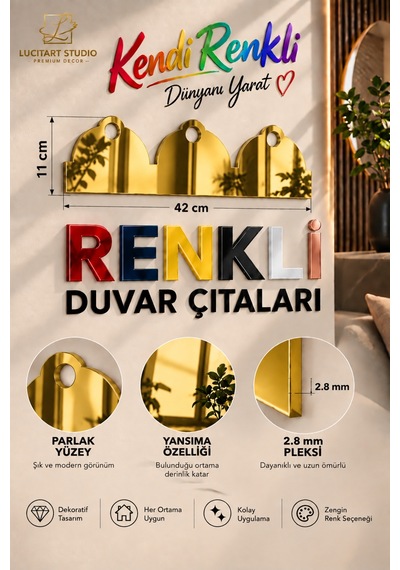 Lucitart 2.8 Mm Renkli Pleksi Duvar Çıtası 42x11 Cm Parlak Dekoratif Duvar Bordürü Boyama Gerektirmez Pleksi Duvar Çıtası Altın Lucitart 2.8 Mm Renkli Pleksi Duvar Çıtası 42x11 Cm Parlak Dekoratif Duvar Bordürü Boyama Gerektirmez Pleksi Duvar Çıtası Altın
