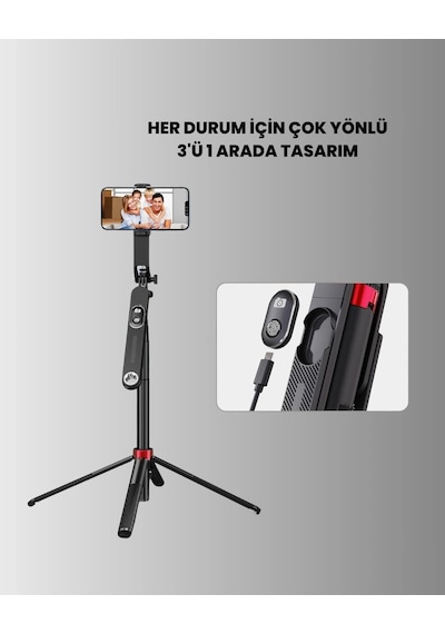 Ceylan Adam Ayarlanabilir Telefon Tripodu Selfie Stick Çok Açılı Çekim