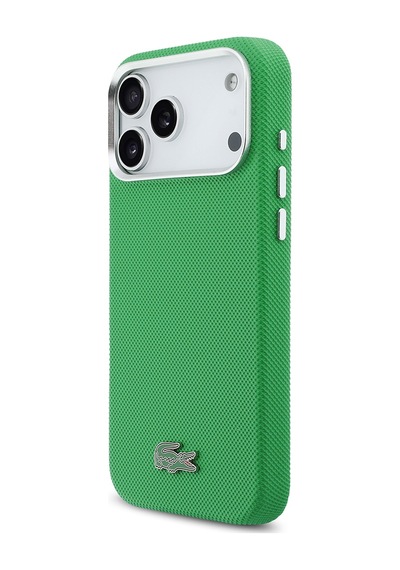 Apple iPhone 17 Pro Max Kılıf Lacoste Lisanslı M-safe Uyumlu Pvc Pike Desenli İkonik Timsah Logolu Yeşil