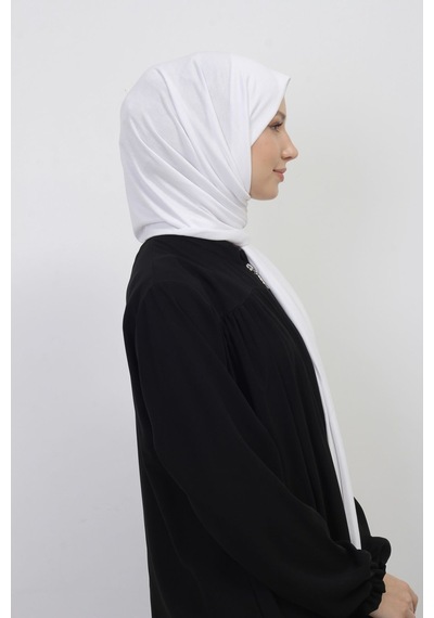Manolyaşal İslamic Hijab Tesettür Penye Şal - 70 X 180 / Beyaz Beyaz
