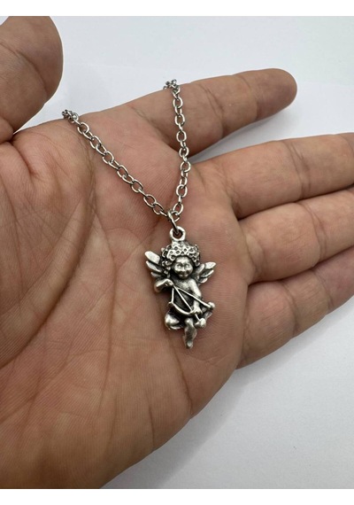 Ok Atan Eros Figürlü Unisex Kolye Aşkın Simgesi Mitolojik Tasarım, 60 Cm Zincirli Aksesuar Çok renkli