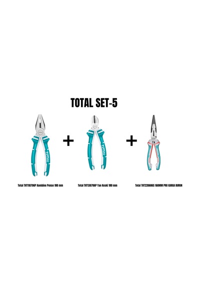 Total Set-5 Kombine Pense 180 Mm+yan Keski 180 Mm+160mm Pro Karga Burun