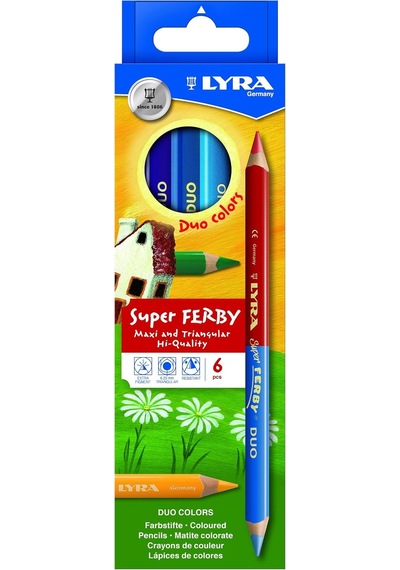Super Ferby - Duo , Askılı Paket 6'lı Kalem Seti Çok Renkli