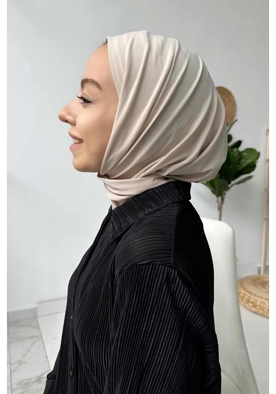Kahijab Çıtçıtlı Bone - Bej - Standart Bej