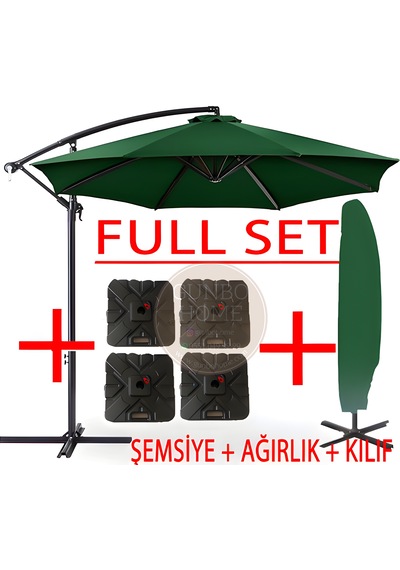 Gunbo Home 3 Mt 8 Kaburga Full Demir 21 Kg Yeşil Bahçe Şemsiyes