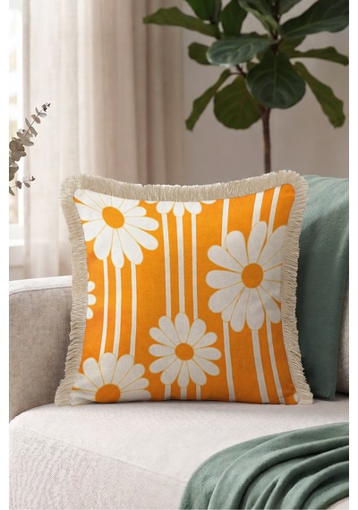 Retro Papatya Desenli Saçaklı Yastık Kılıfı-çiçek Temalı Boho Turuncu Vizon Püsküllü Kırlent Kılıfı Serin Yörünge Nova Retro Papatya Desenli Saçaklı Yastık Kılıfı-çiçek Temalı Boho Turuncu Vizon Püsküllü Kırlent Kılıfı Serin Yörünge Nova