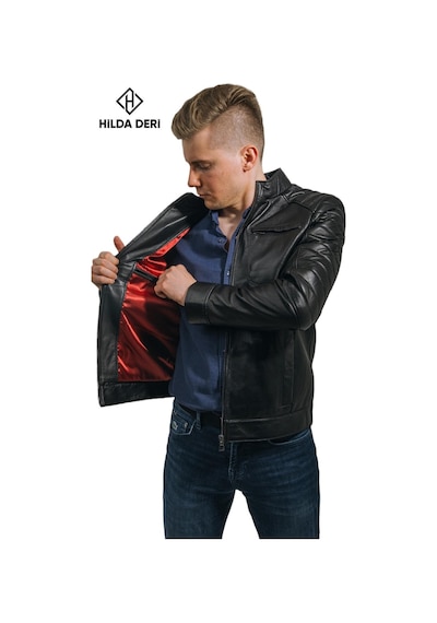Bond Hakiki Kuzu Derisi Siyah Spor Ceket 001