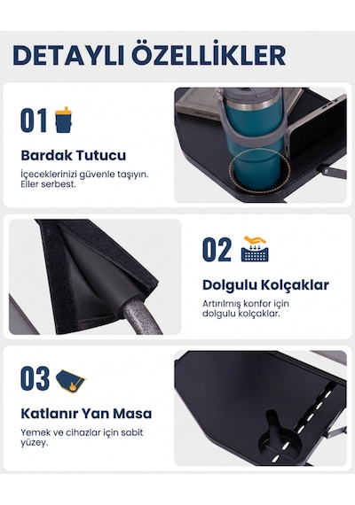 Kingcamp Ash C30 Premium Comfort Katlanır Kamp Sandalyesi Mavi/gri