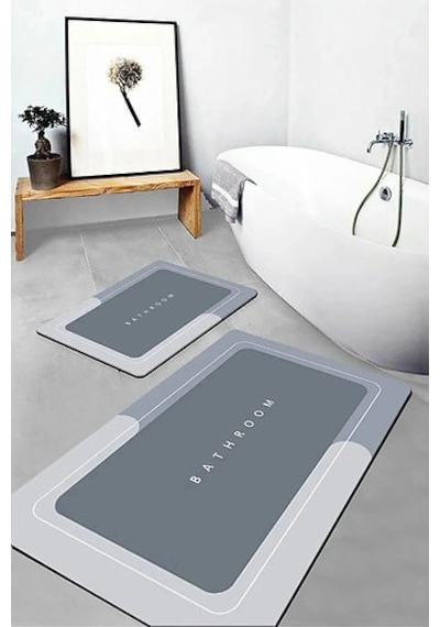 Sihirli Su Emici Banyo Paspası Kaymaz Tabanlı Kare 3,5 Mm 40x60 Renkli