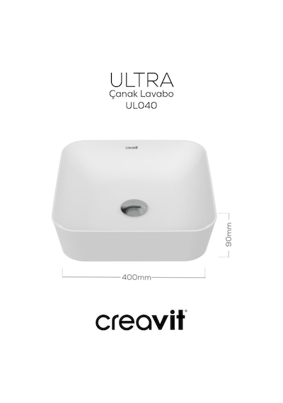 Creavit Ultra Kare Çanak Lavabo 40cm Beyaz Ul040-00cb00e-0000