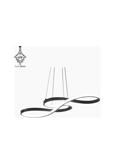 Modern Sanatsal Kıvrımlı Led Sarkıt Avize - 80cm Yatay Tasarım & Kumandalı 3 Renkli Siyah