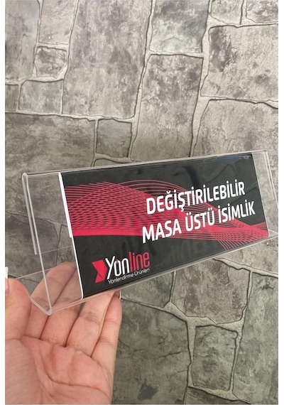 25x8 Cm Şeffaf Pleksi Değiştirilebilir Masaüstü İsimlik Genel