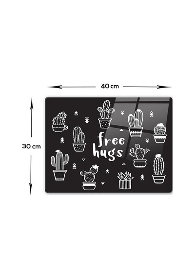 Decorita Cam Kesme Tahtası | Free Hugs-Siyah Fon | 30cm x 40cm