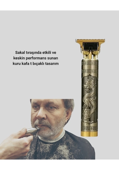 Şarjlı T Bıçaklı Saç Ve Sakal Tıraş Makinesi 3 Başlıklı, Güçlü Motorlu, 2 Saat Kullanım Diğer